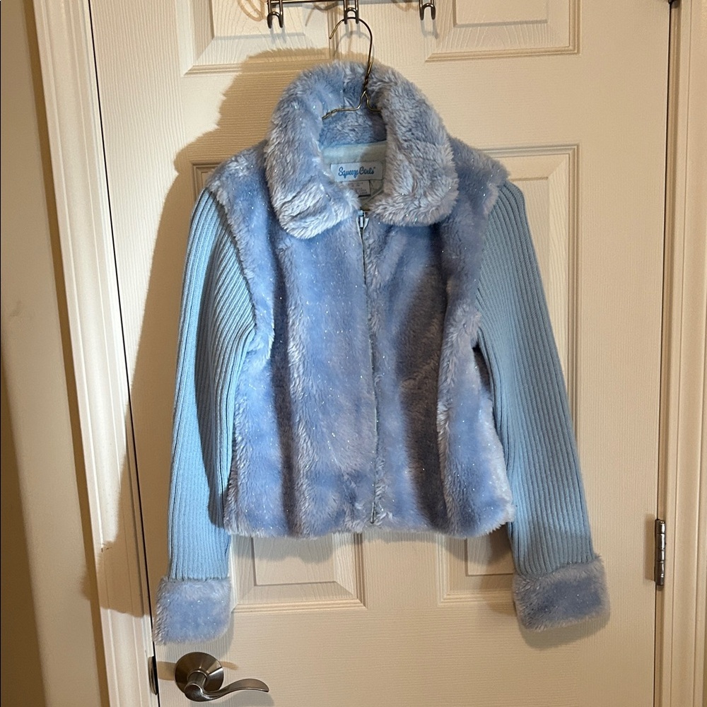 Perfect for the holidays - Glitter Ice Blue zip sweater for fancy occasions